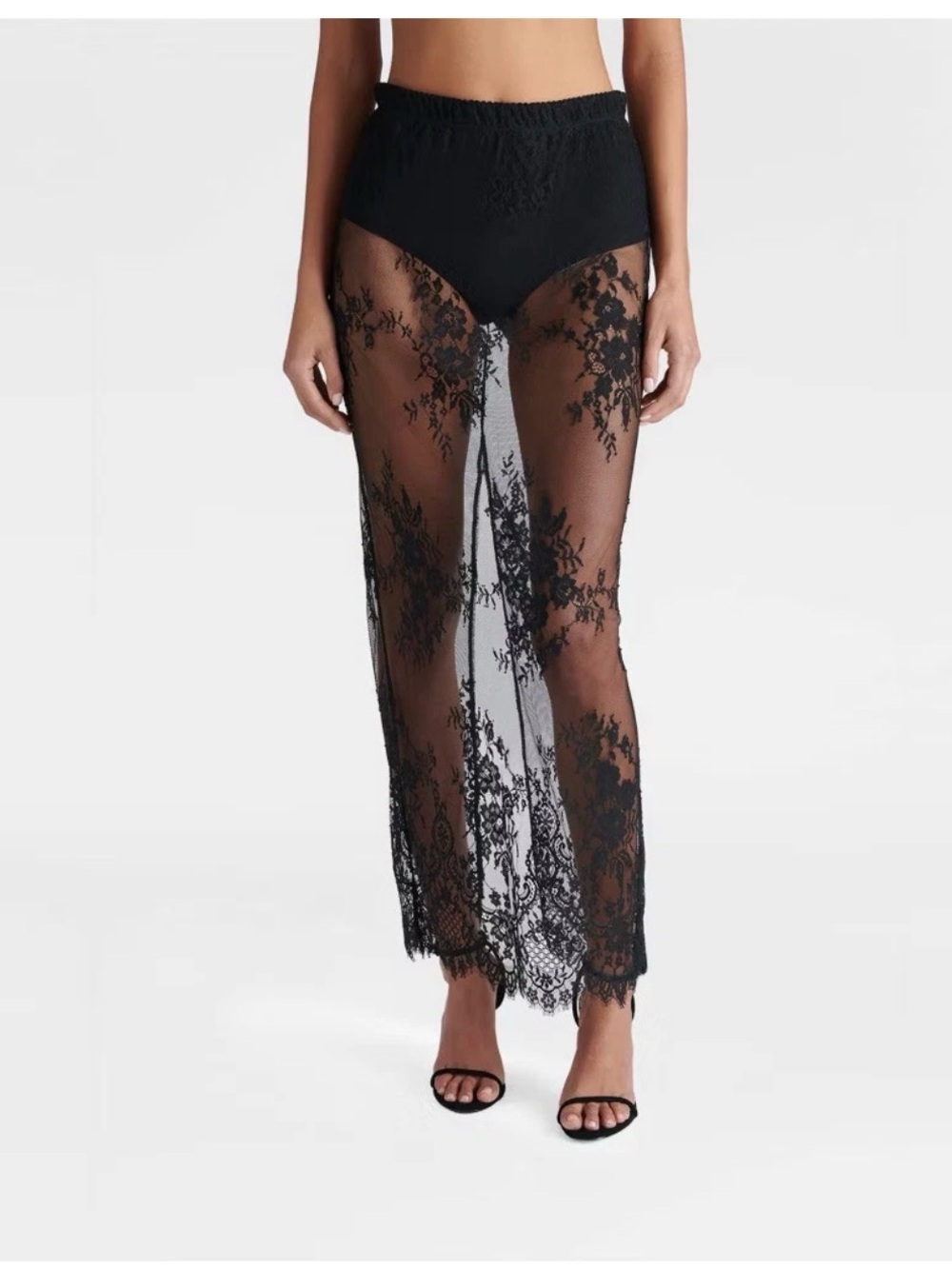 KBB by KAHLANA Women's 'The Illusion Lace Midi Skirt' - Black XL